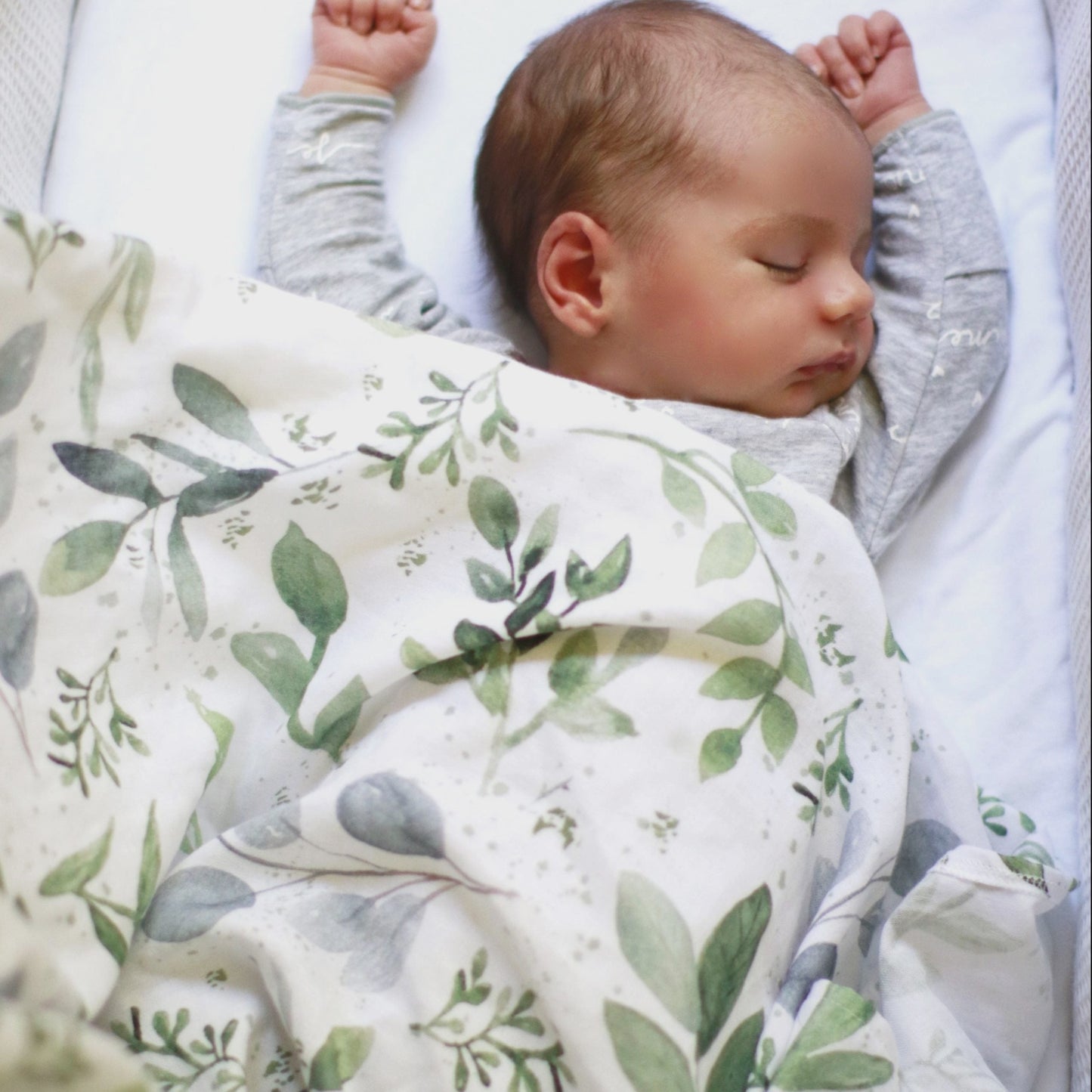 Watercolour Leaves Organic Muslin Wrap