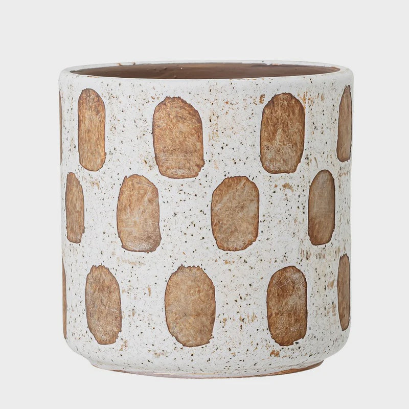 White Deco Terracotta Flowerpot