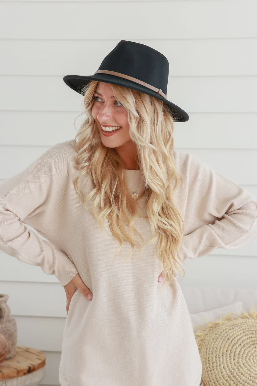 Wool Fedora Hat - Black