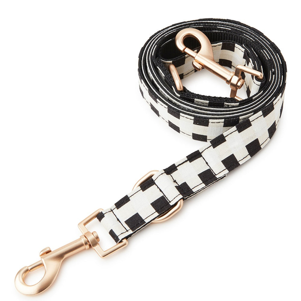 Dog Lead - Black & White Check