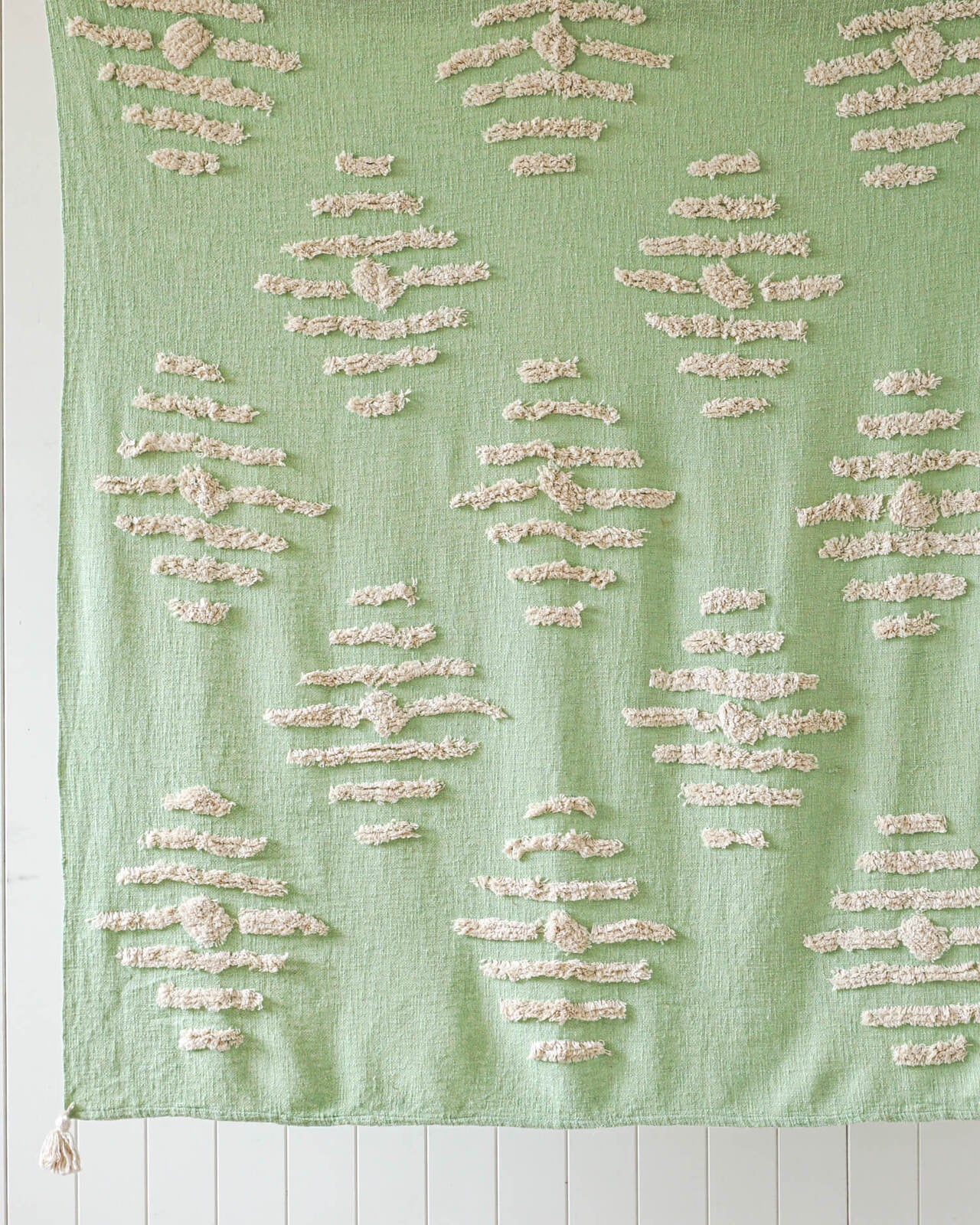 Iris Throw Blanket - Mint/White