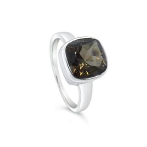 Smoky Quartz Square Sterling Silver Ring