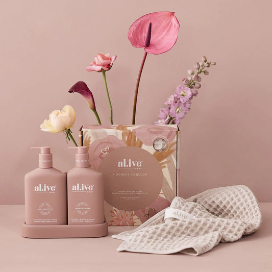 Wash & Lotion Duo + Waffle Towel Gift Set - Raspberry Blossom & Juniper