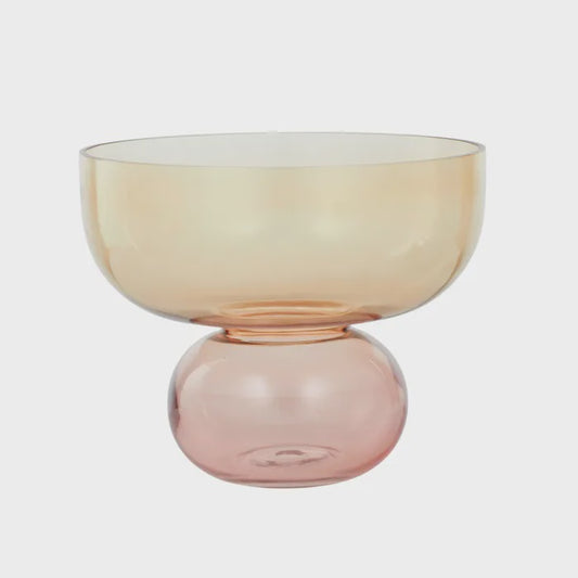 Asta Glass Footed Bowl - Pink/Amber