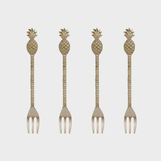 Pineapple Brass Forks - Set Of 4