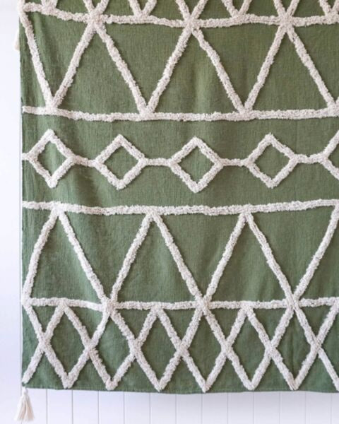 Arcadia Throw Blanket - Olive Green/Natural