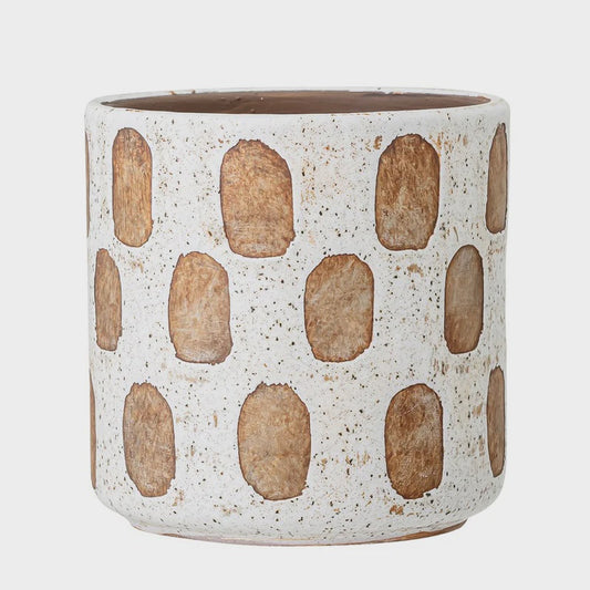 White Deco Terracotta Flowerpot