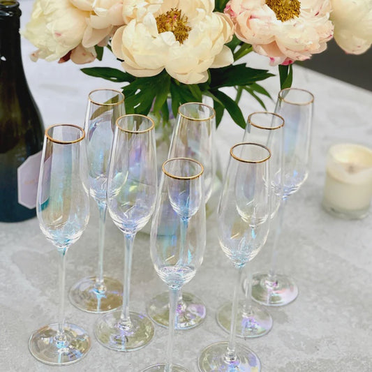 Crystal Champagne Flute - Pearl Lustre