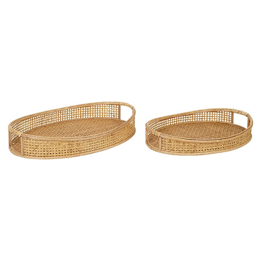 Gemma Natural Bamboo Oval Tray Set Of 2