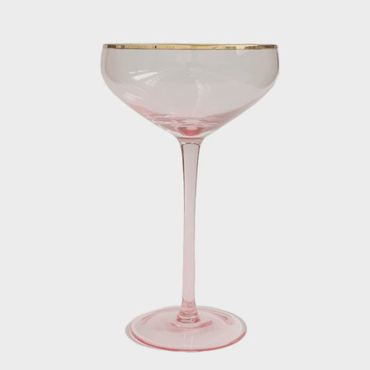 Crystal Champagne Martini Coupe - Pink Gold Trim