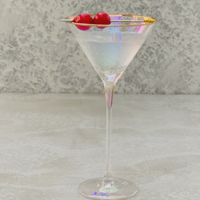 Crystal Martini Glass - Pearl lustre & Gold Trim