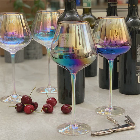Crystal Wine Glass - Pearl Lustre & Gold Trim