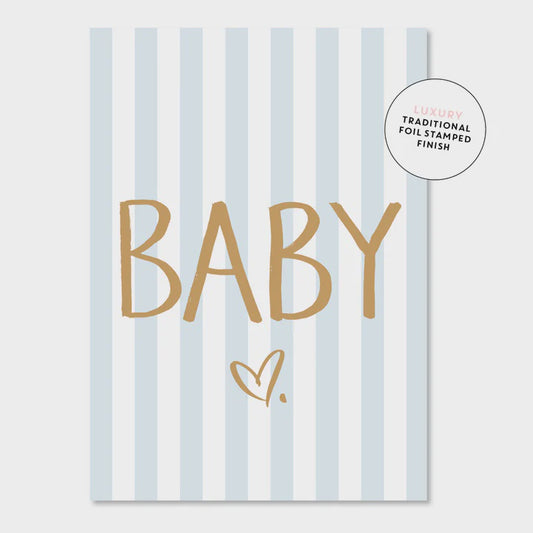 Baby Stripes Blue - Greeting Card