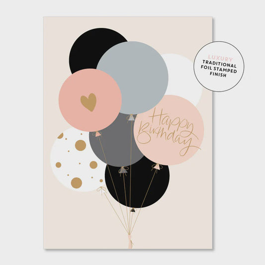 Pastel Birthday Balloons - Greeting Card