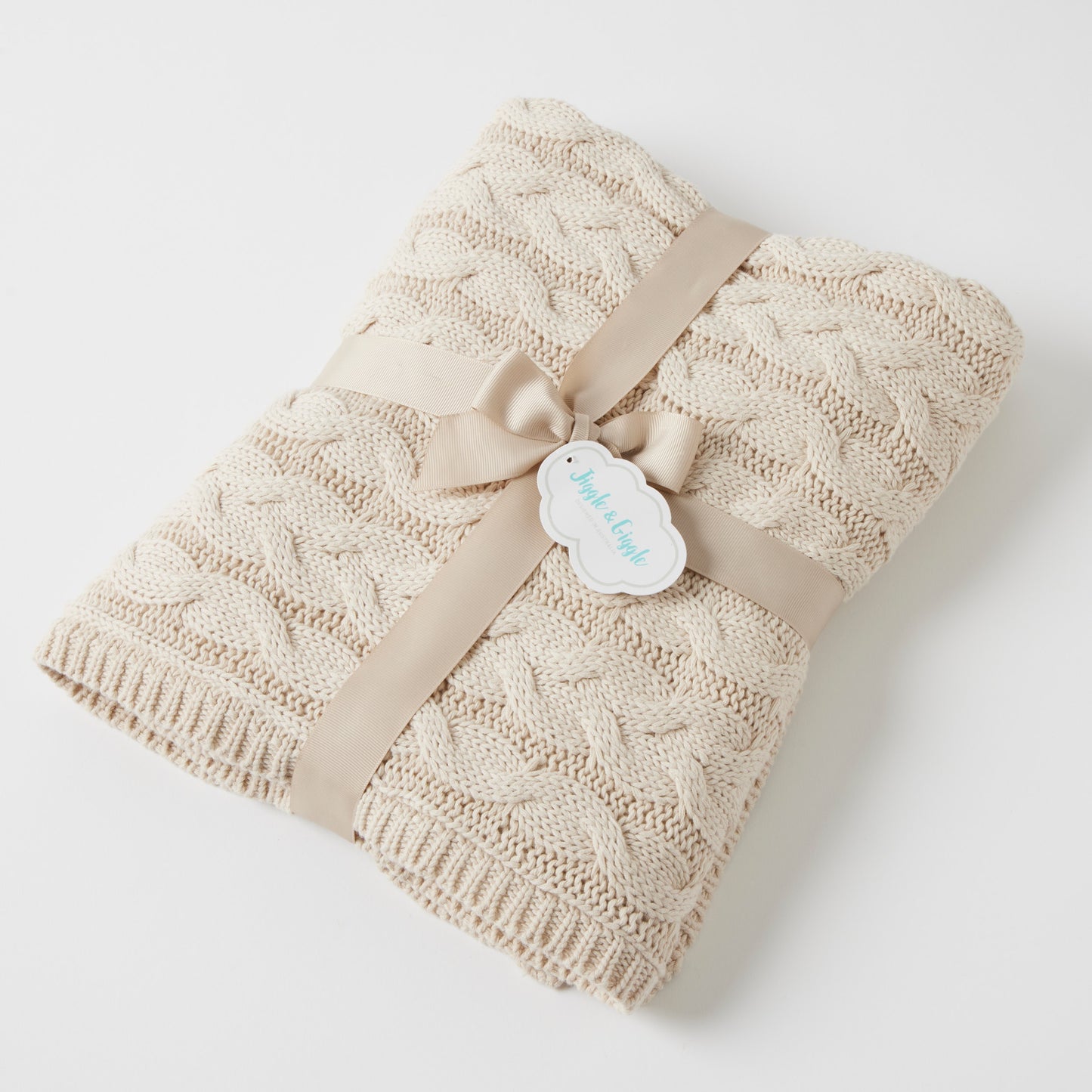 Aurora Cable Knit Baby Blanket - Oatmeal