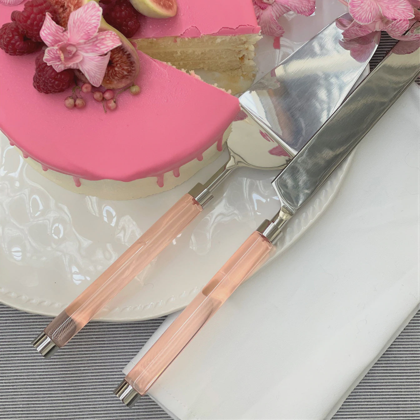 Pink Acrylic Cake Serving Set
