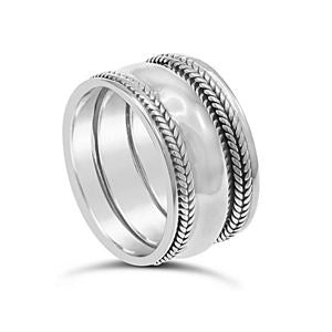 Sterling Silver Patterned Edge Ring
