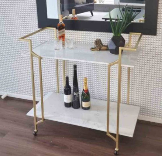 Bar Cart Trolley - Marble/Gold