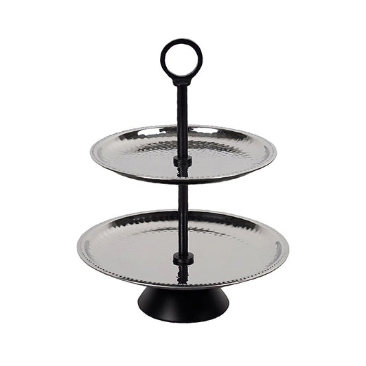 Two Tier Stand - Silver/Black