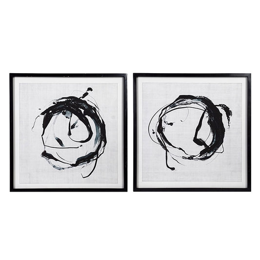 Orloff Black White Swirl Wall Art Set