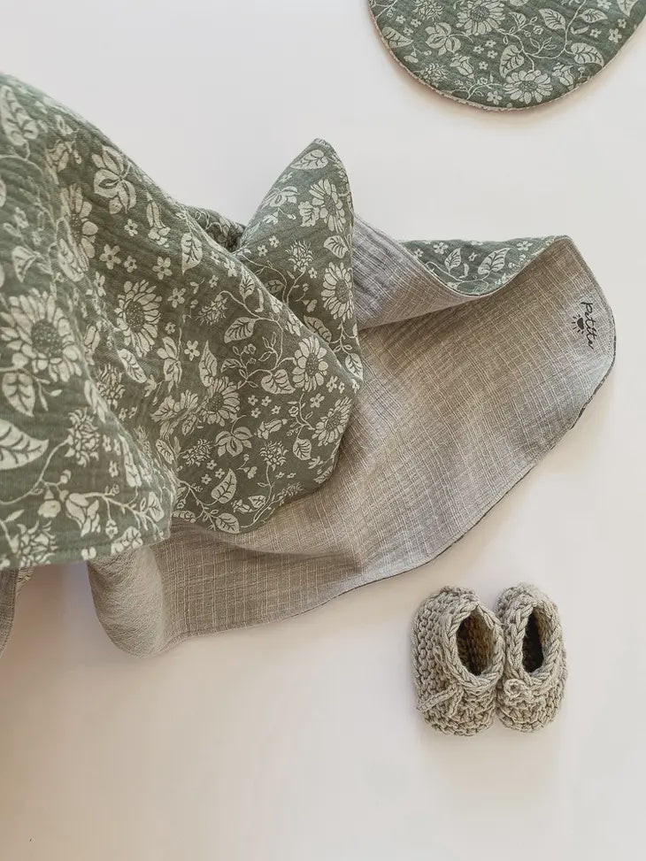 Baby Blanket | Green Flowers