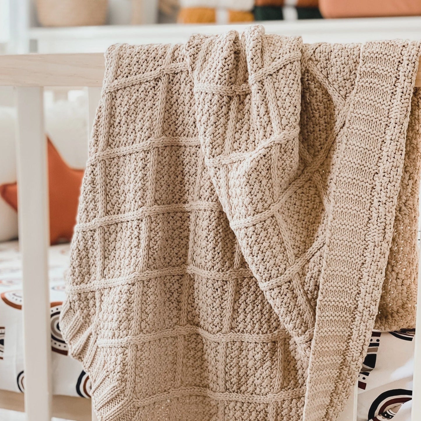 Organic Knitted Blanket - Taupe
