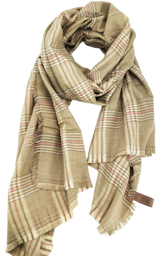 Alexa Plaid Scarf Beige